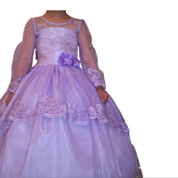 Custom princess dresses in a long sleeve and in color purple! Size 6 - Picture 6 of 16